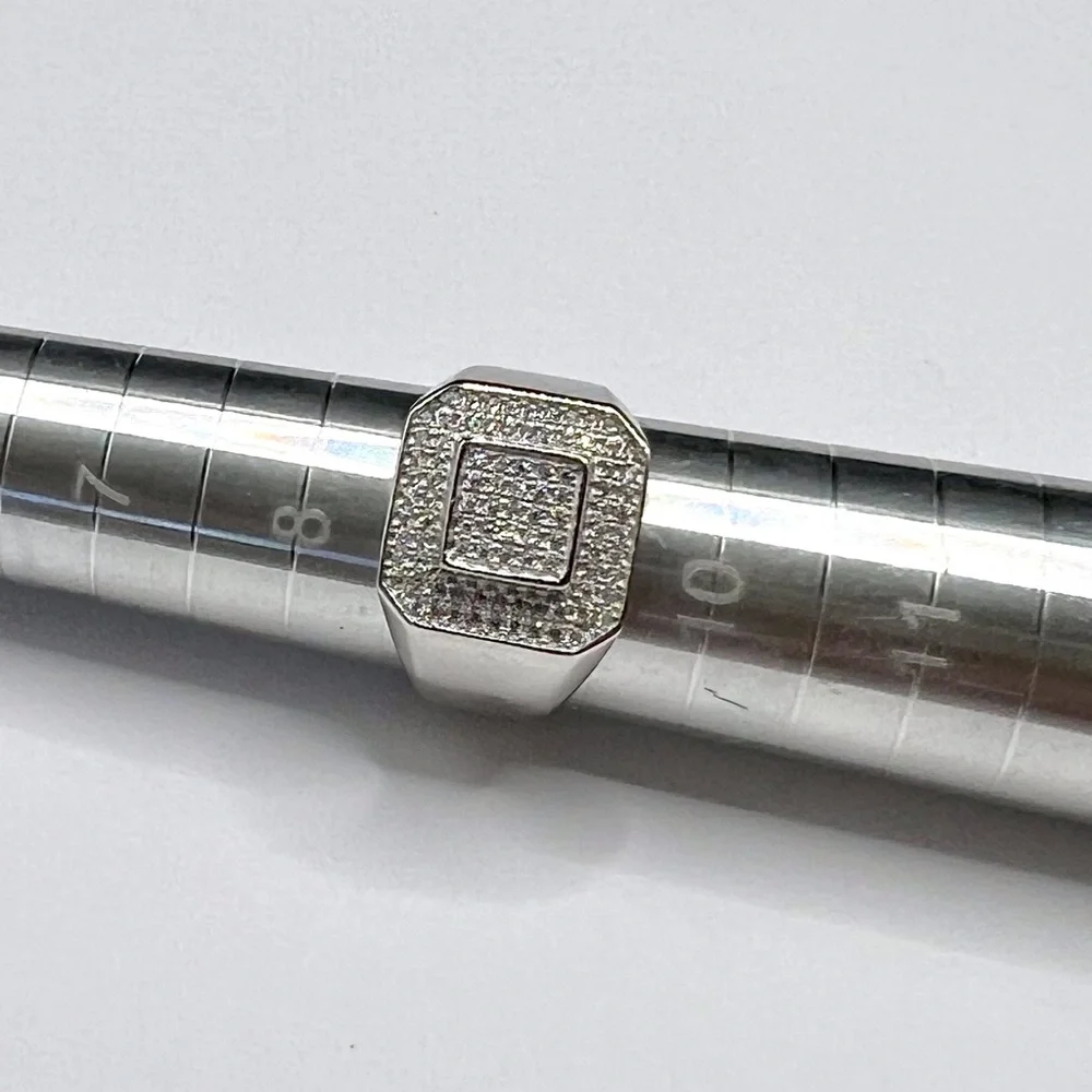 925 Sterling Silver Pavé Square Men’s Ring 1.50CT MOISSANITE Size 9